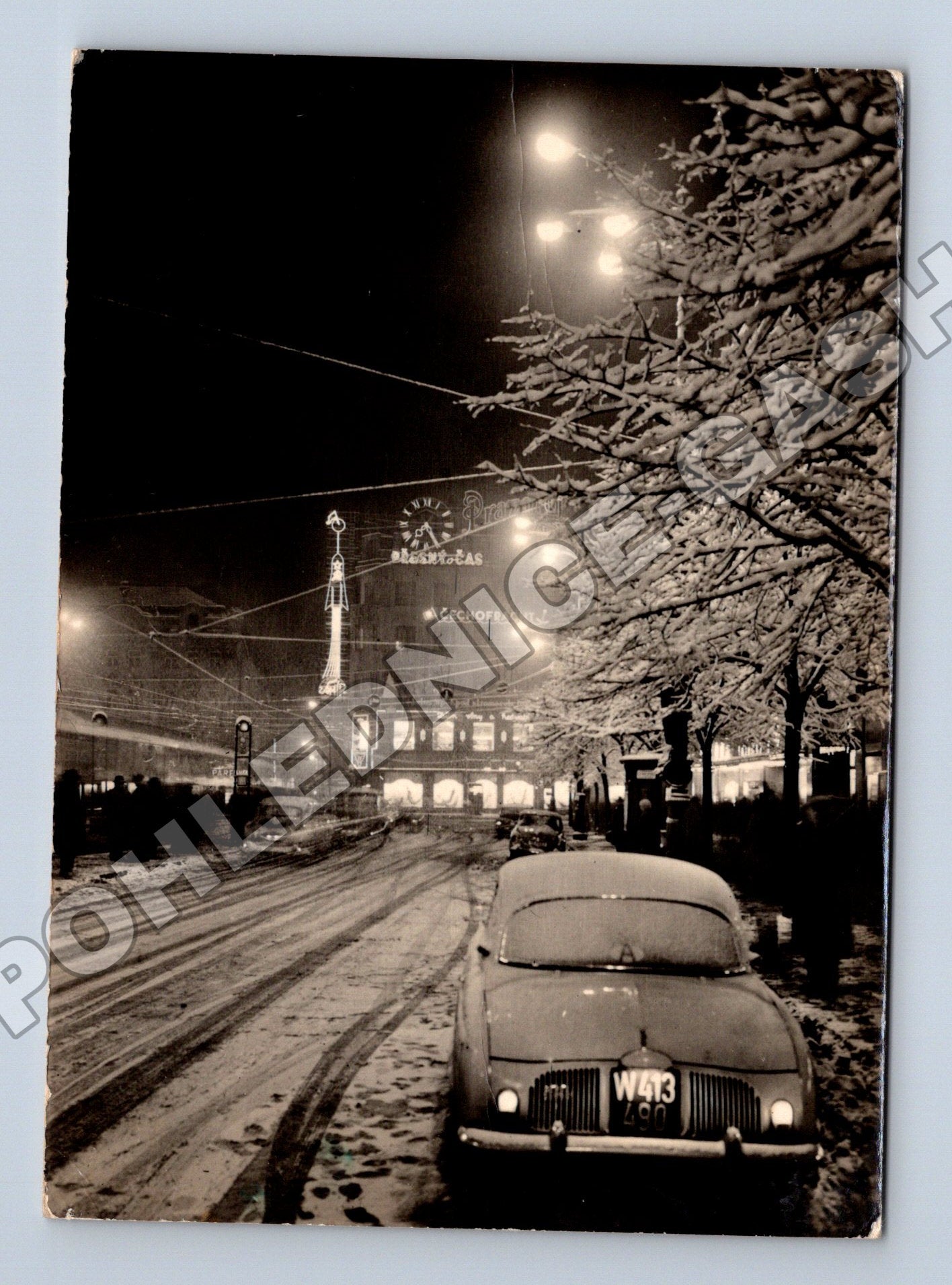 Pohlednice Praha Václavské náměstí v noci 1962 (M34171)