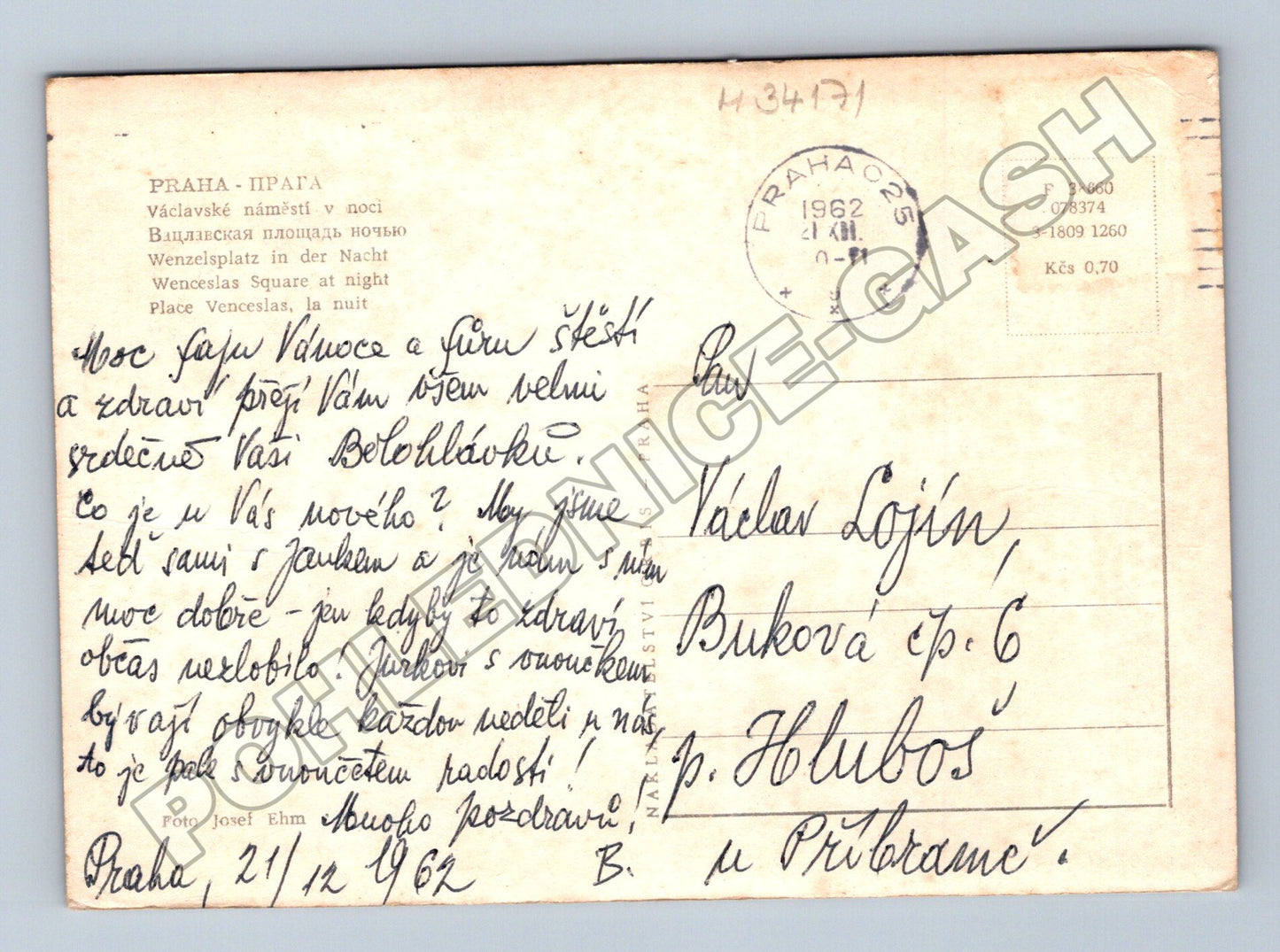 Pohlednice Praha Václavské náměstí v noci 1962 (M34171)