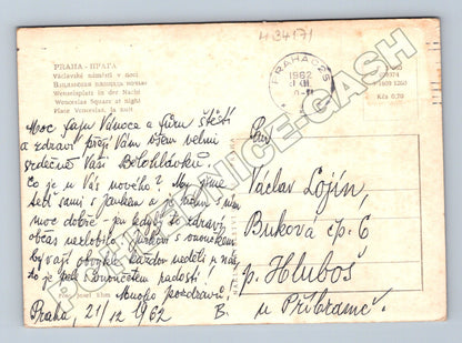 Pohlednice Praha Václavské náměstí v noci 1962 (M34171)