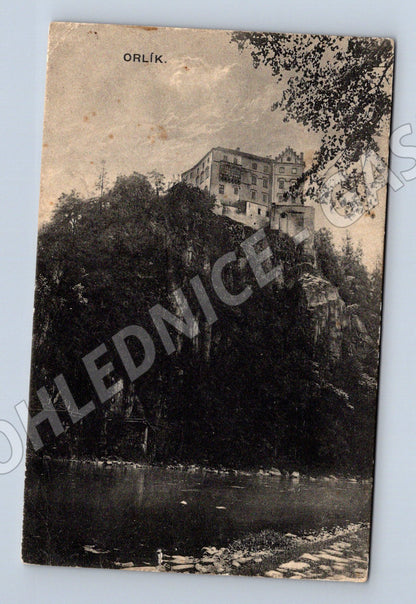 Pohlednice Orlík zámek nad řekou (M3418)