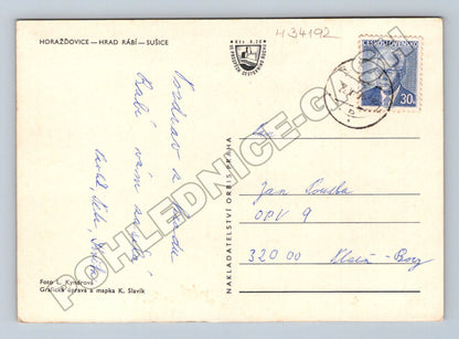 Pohlednice Horažďovice Hrad Rabí Sušice mapa 1970 (M34192)