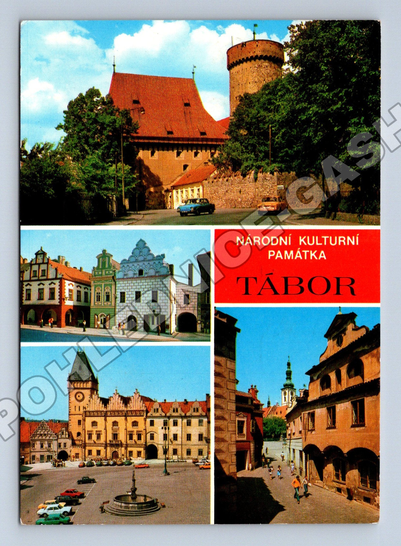 Pohlednice Tábor koláž městských motivů 1986 (M34198)