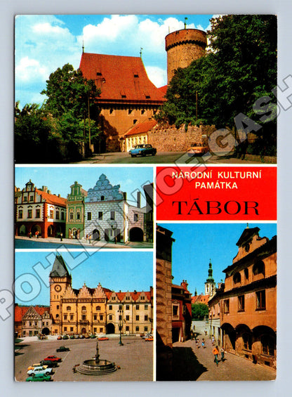 Pohlednice Tábor koláž městských motivů 1986 (M34198)