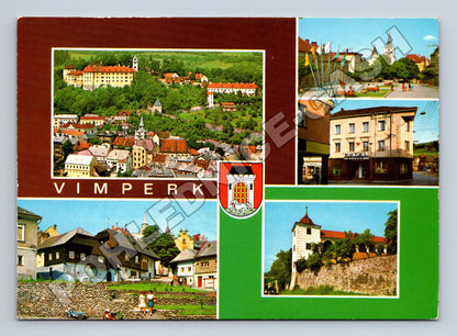 Pohlednice Vimperk zámek, Horní náměstí a město 1976 (M34203)