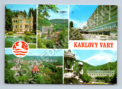 Pohlednice Karlovy Vary koláž budovy město 1969 (M34210)