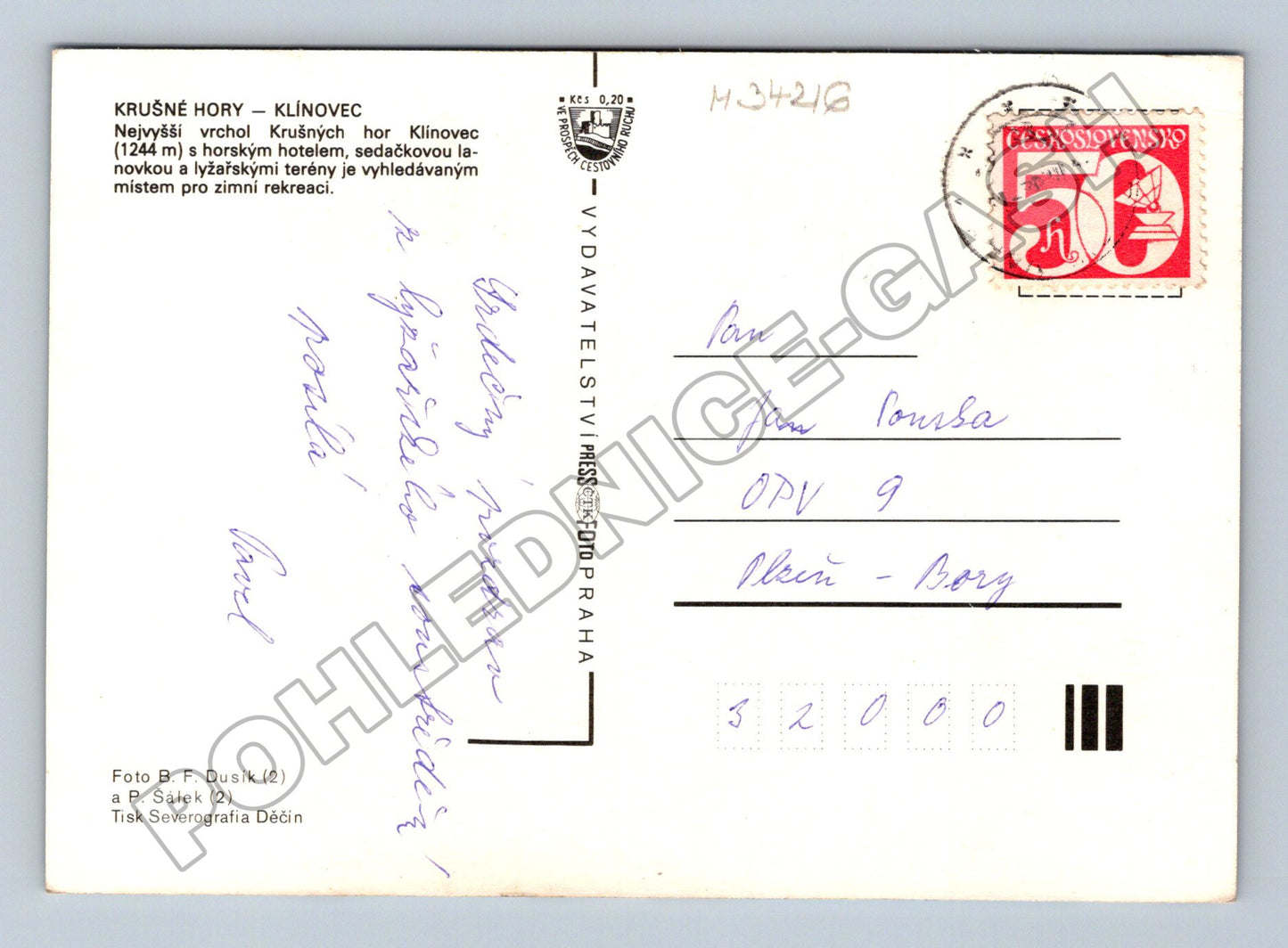 Pohlednice Krušné Hory Klínovec zimní motiv (M34216)