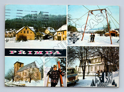 Pohlednice Přimda zimní scény multi-view 1976 (M34219)