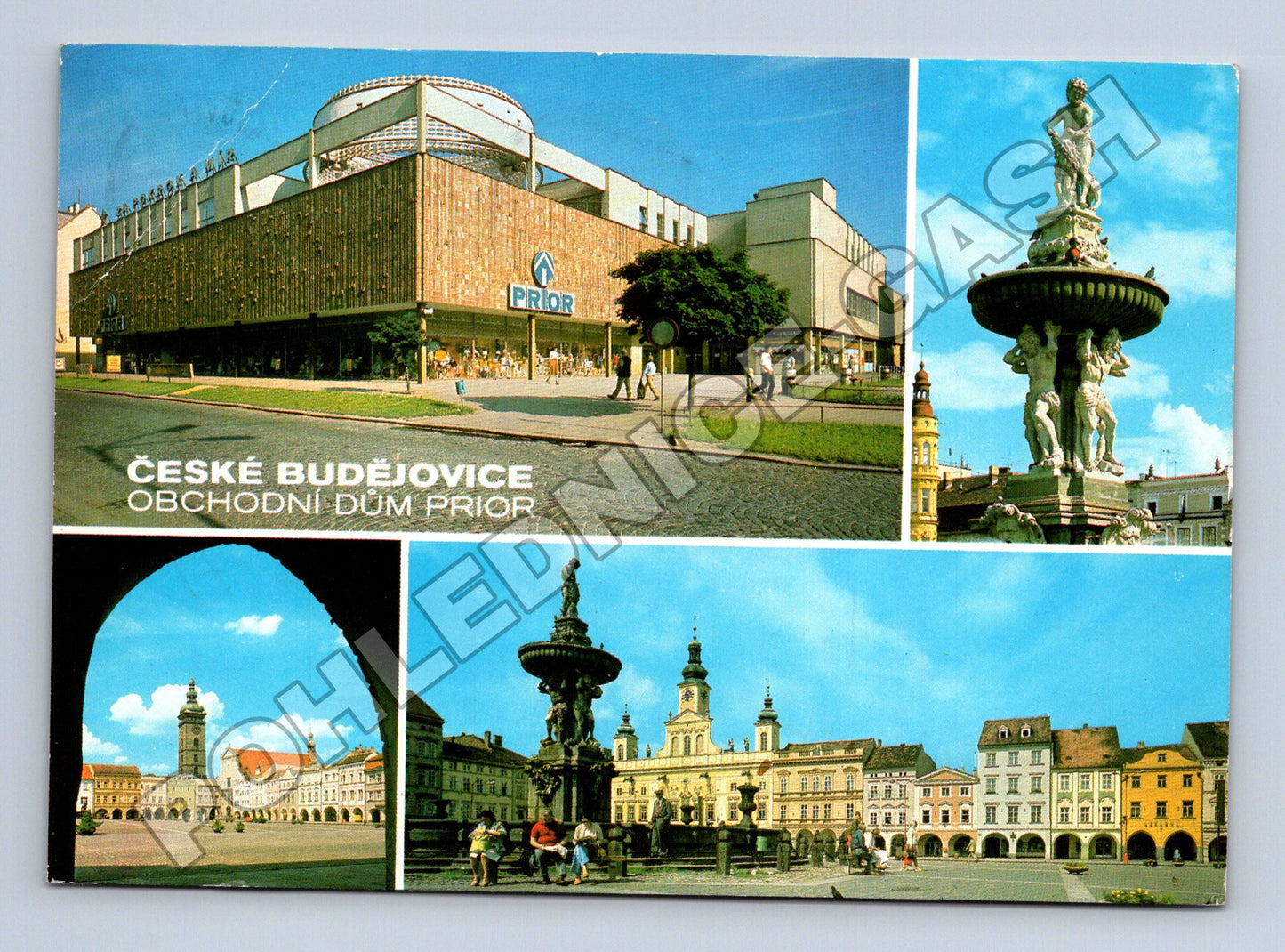 Pohlednice České Budějovice Prior, náměstí, kašna 1986 (M34222)