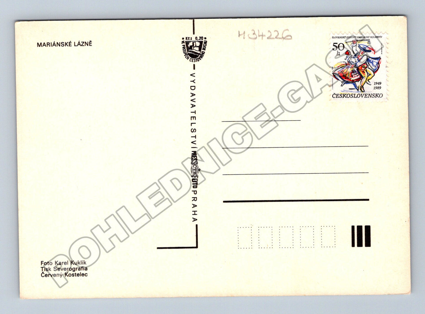 Pohlednice Mariánské Lázně kolonáda a detaily 1989 (M34226)
