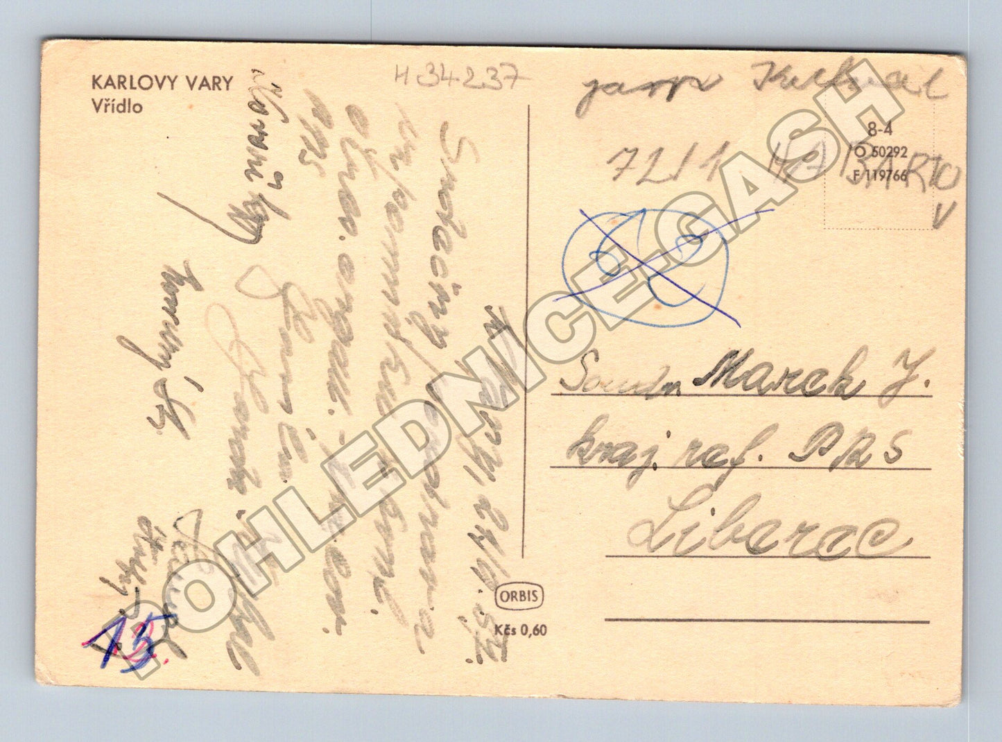 Pohlednice Karlovy Vary Vřídlo s lidmi (M34237)