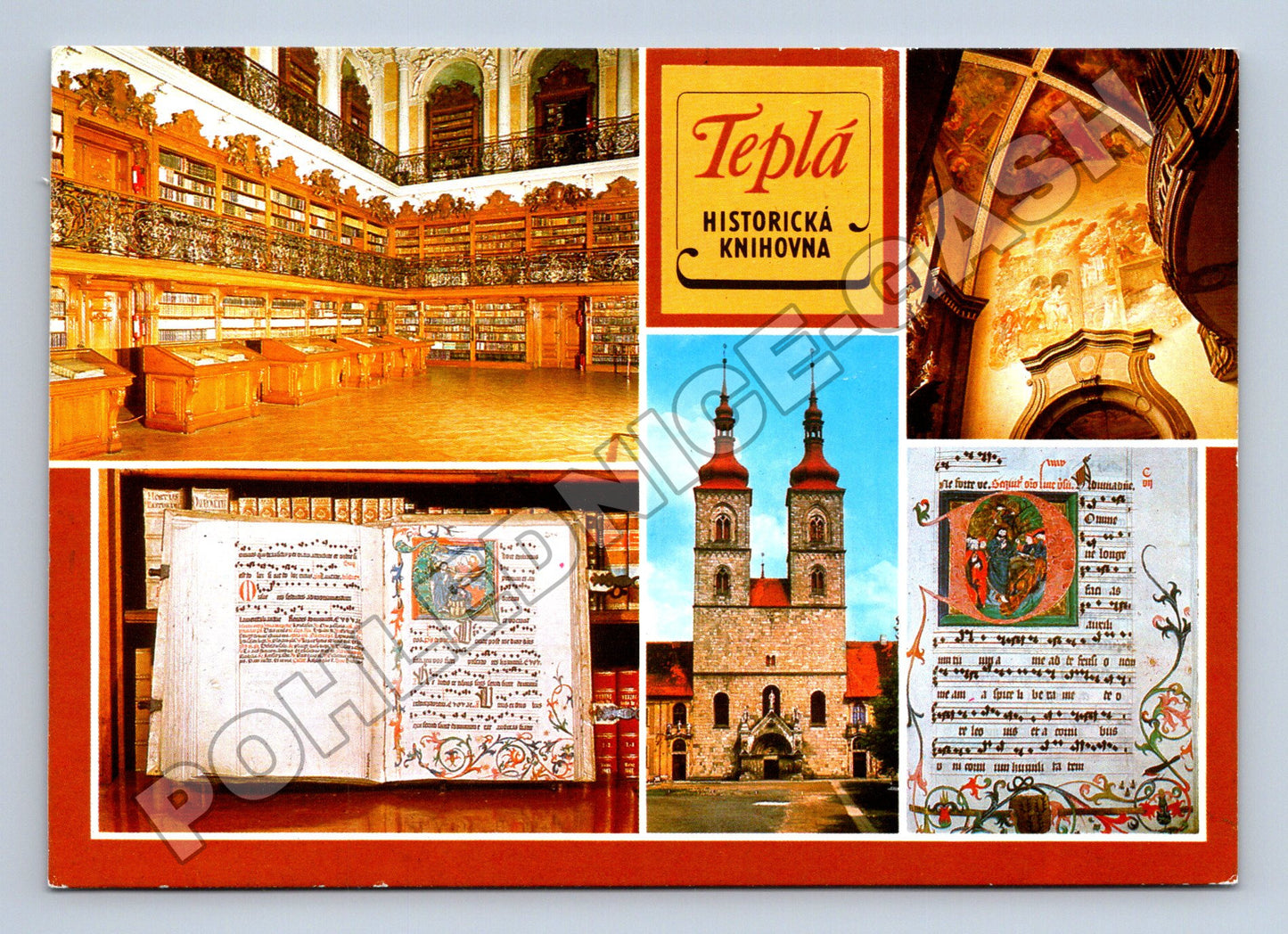 Pohlednice Teplá klášter knihovna kostel (M34243)