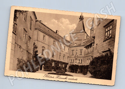 Pohlednice Blatná zámek nádvoří 1927 (M3425)