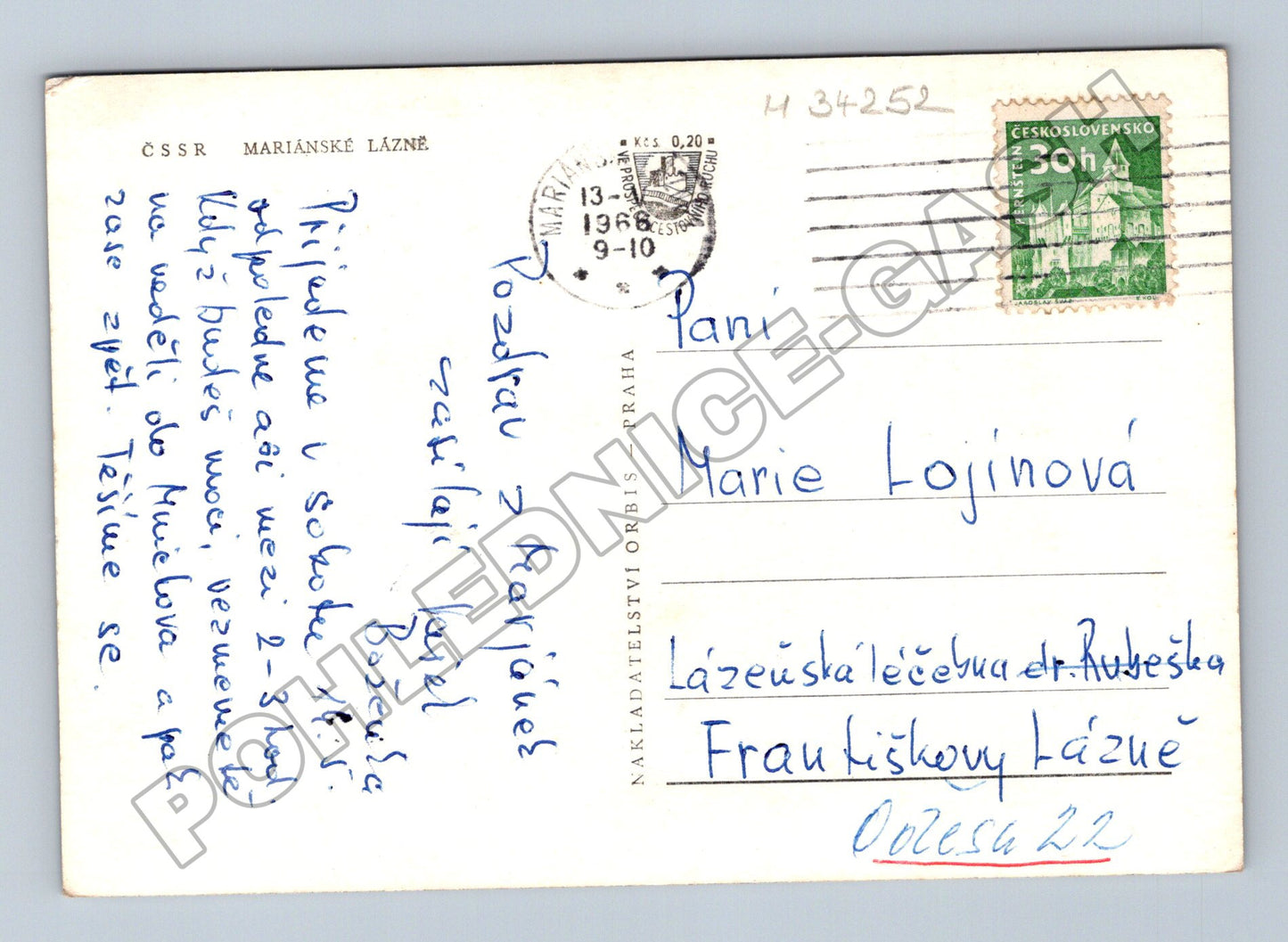 Pohlednice Mariánské Lázně památky 1966 (M34252)