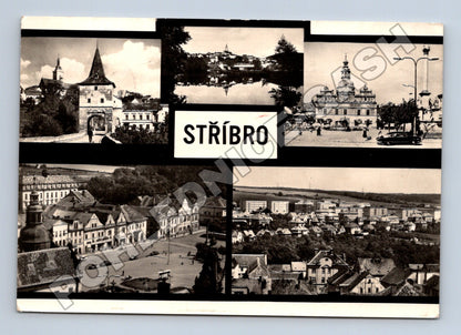Pohlednice Stříbro koláž záběrů 1961 (M34255)