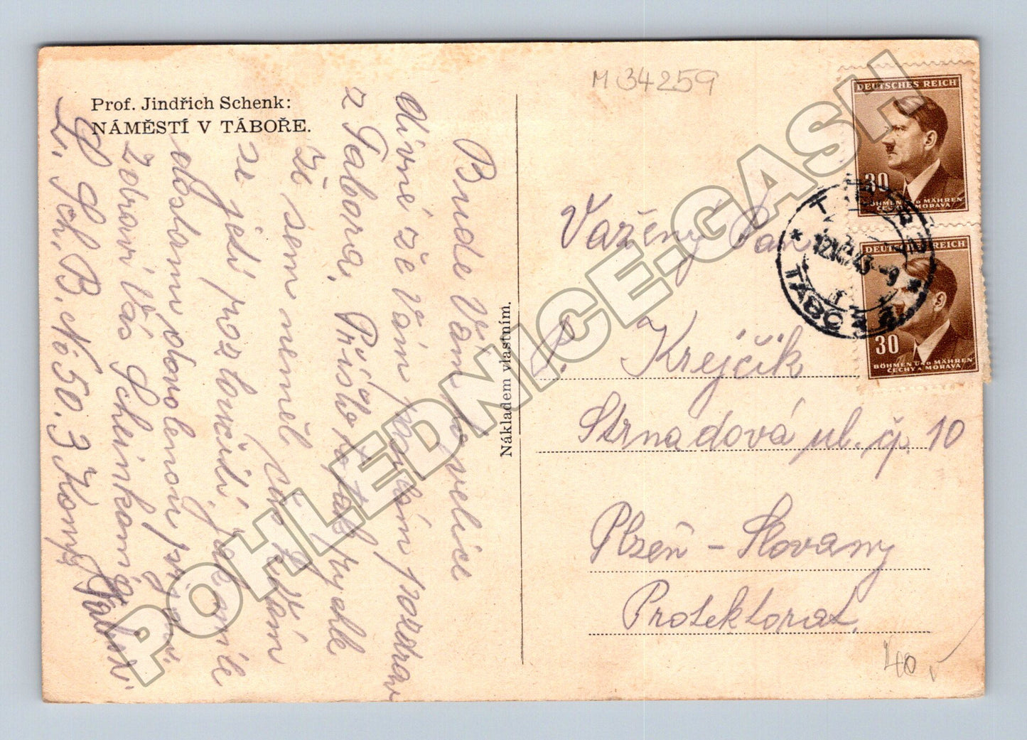 Pohlednice Tábor náměstí od J. Schenka (M34259)