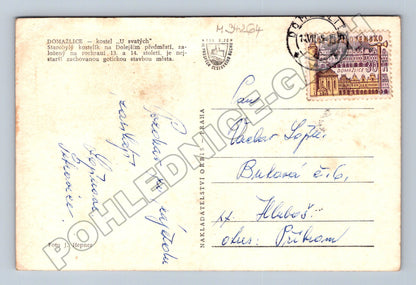Pohlednice Domažlice kostel U svatých 1947 (M34264)