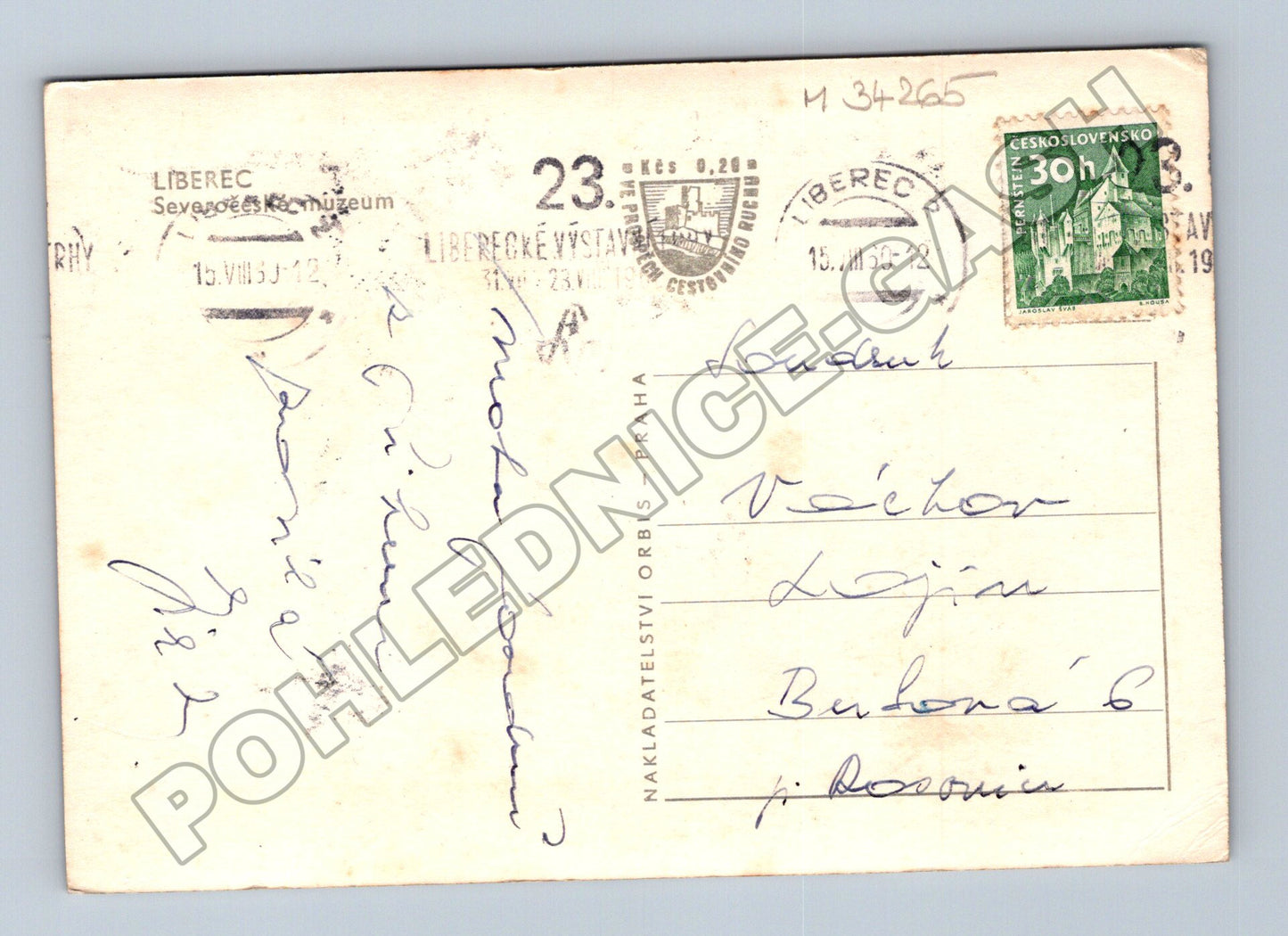Pohlednice Liberec Severočeské muzeum 1952 (M34265)