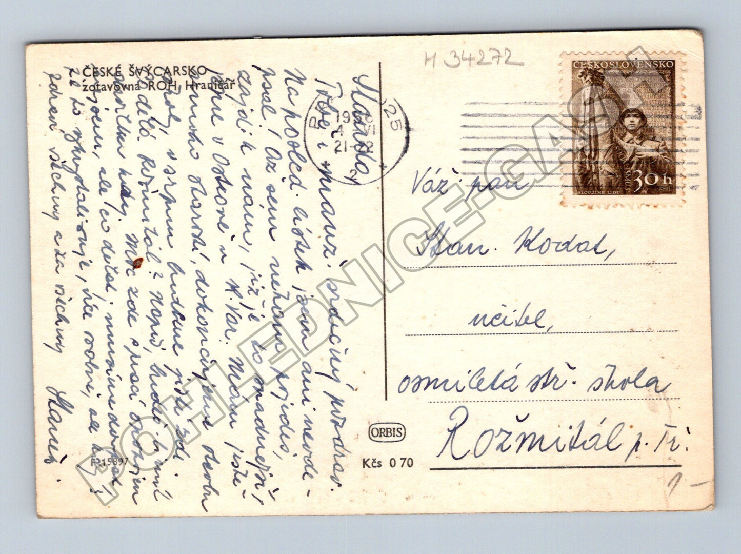 Pohlednice Hřensko dům s lidmi 1938 (M34272)