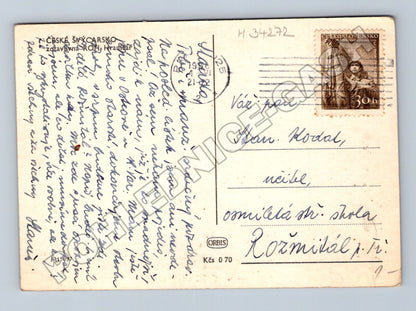 Pohlednice Hřensko dům s lidmi 1938 (M34272)