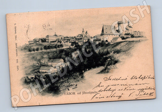 Pohlednice Tábor hradby kresba V Šafránek (M3428)