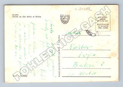 Pohlednice Plana část města se školou 1944 (M34282)