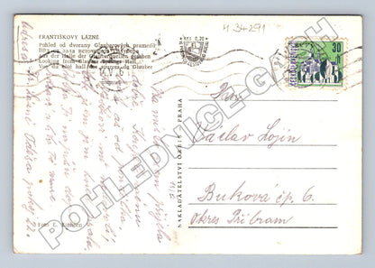 Pohlednice Františkovy Lázně sady Glauverových pramenů 1958 (M34291)