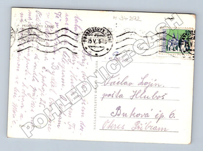 Pohlednice Františkovy Lázně park s budovami 1958 (M34292)
