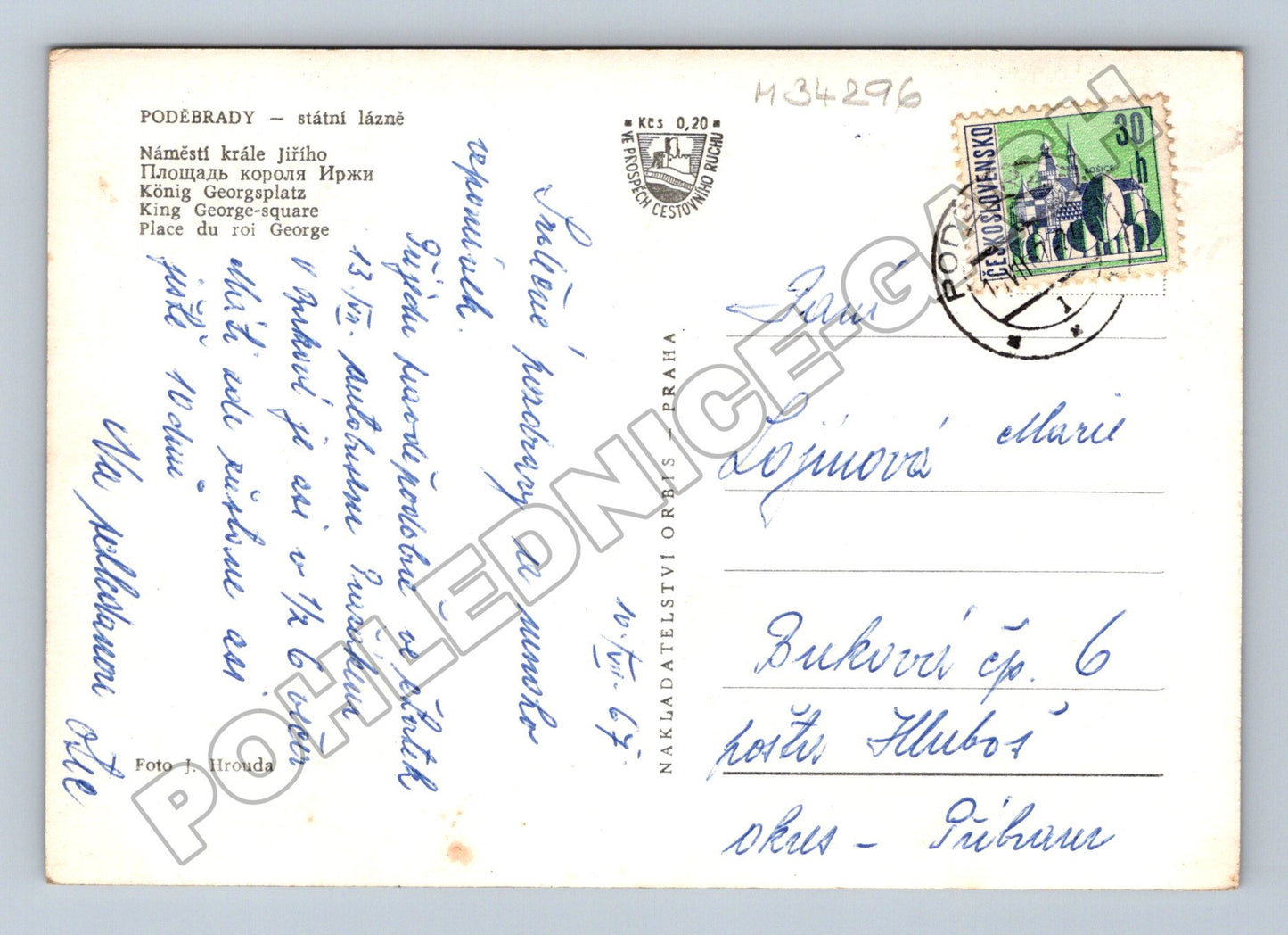 Pohlednice Poděbrady Náměstí krále Jiřího 1967 (M34296)