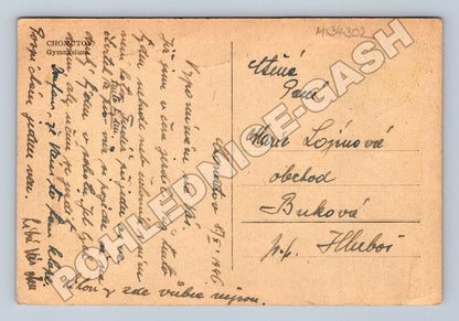 Pohlednice Chomutov Gymnázium 1946 (M34302)
