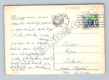 Pohlednice Plzeň náměstí Republiky kostel 1958 (M34307)