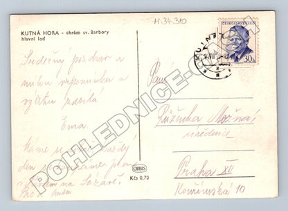 Pohlednice Kutná Hora chrám sv. Barbory interiér 1941 (M34310)