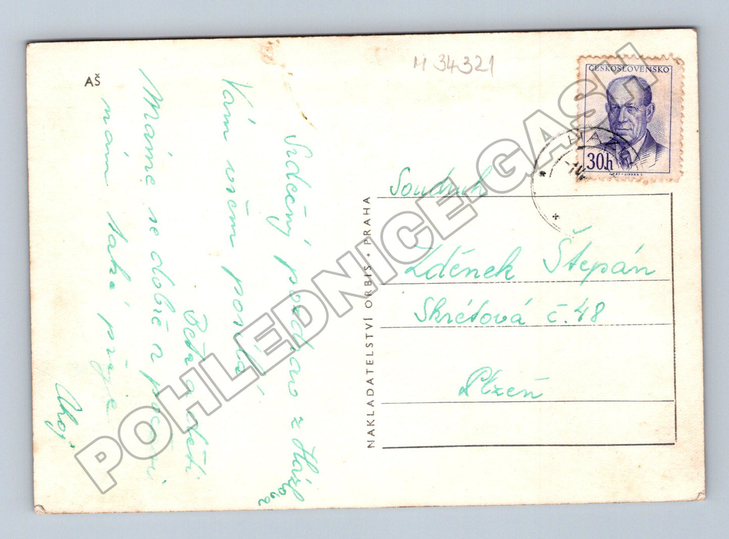 Pohlednice Město s kostelem panoramatický pohled 1948 (M34321)