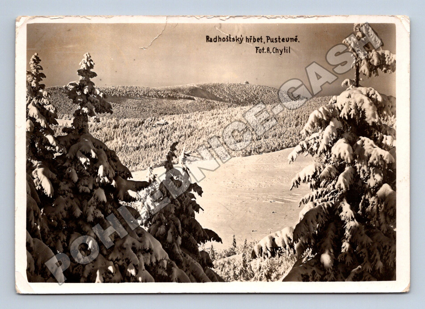 Pohlednice Radhošťský hřbet Pustevny zimní krajina 1938 (M34324)
