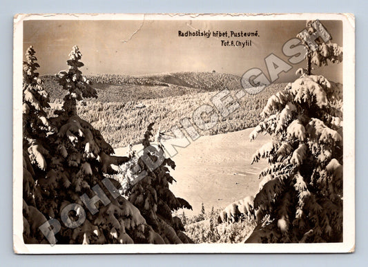 Pohlednice Radhošťský hřbet Pustevny zimní krajina 1938 (M34324)