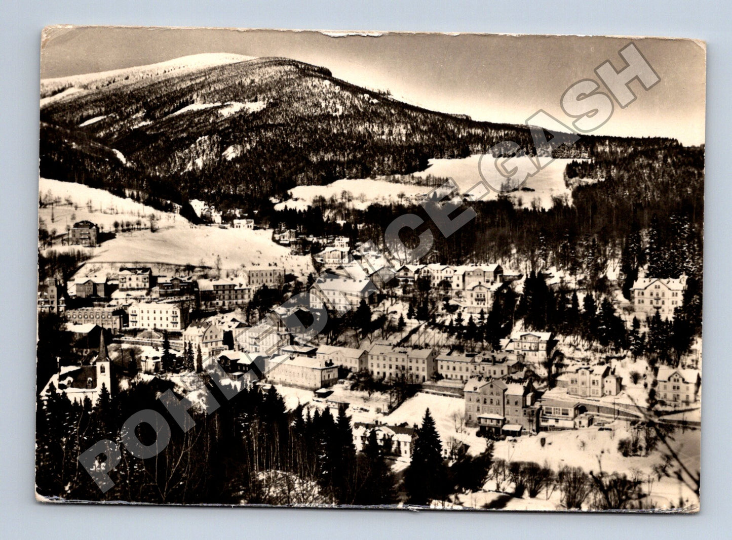 Pohlednice Janské Lázně Krkonoše zimní pohled 1955 (M34334)