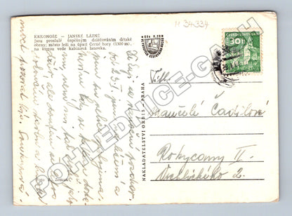 Pohlednice Janské Lázně Krkonoše zimní pohled 1955 (M34334)