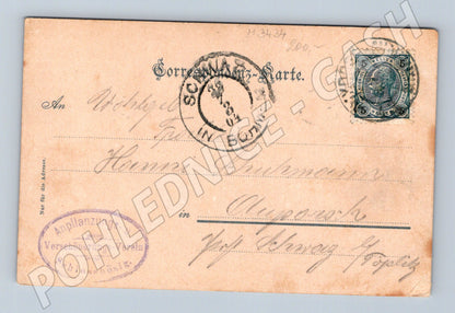 Pohlednice Bečig Burgruine kolorovaný tisk (M3434)