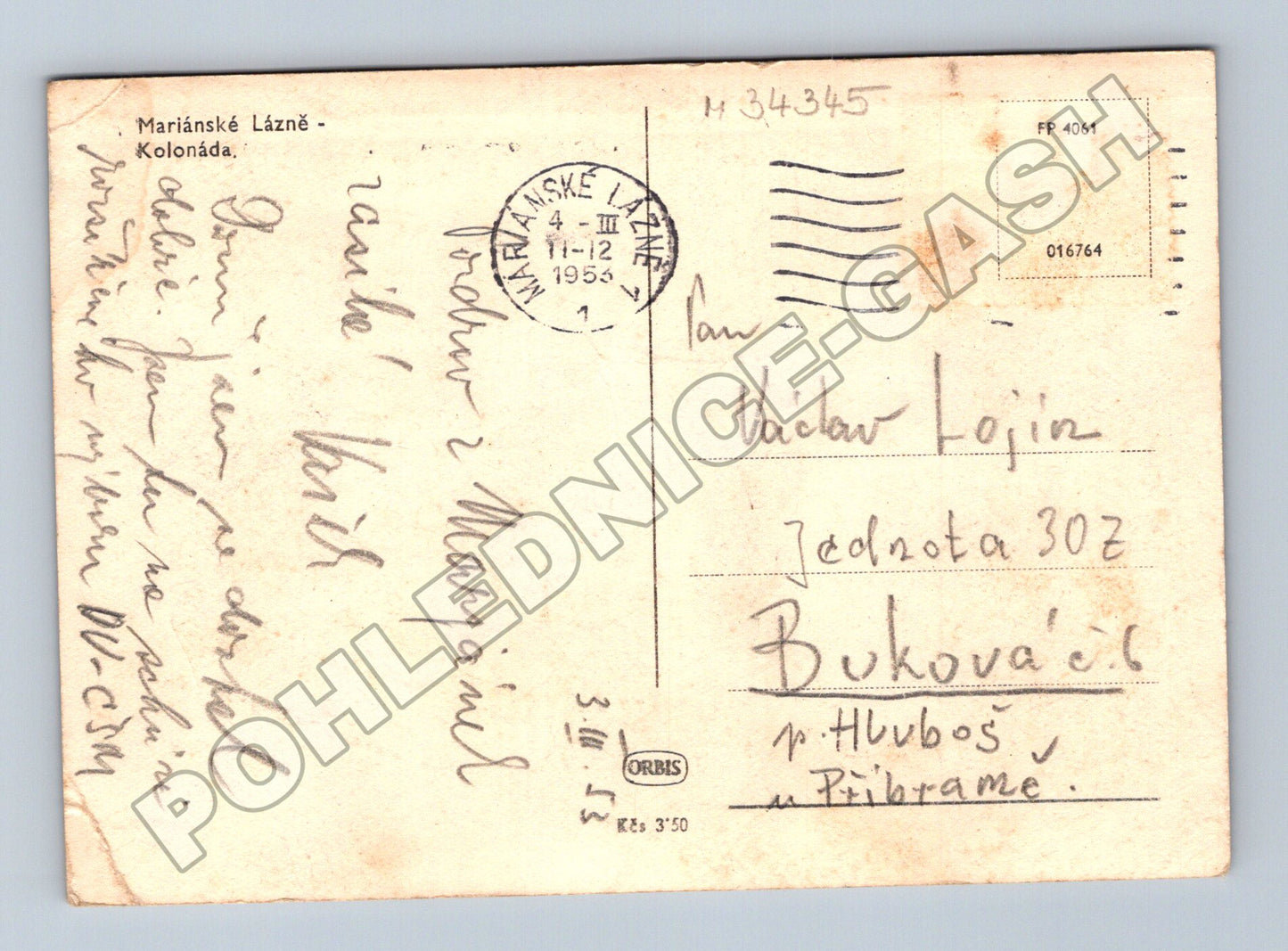 Pohlednice Mariánské Lázně Kolonáda 1953 (M34345)
