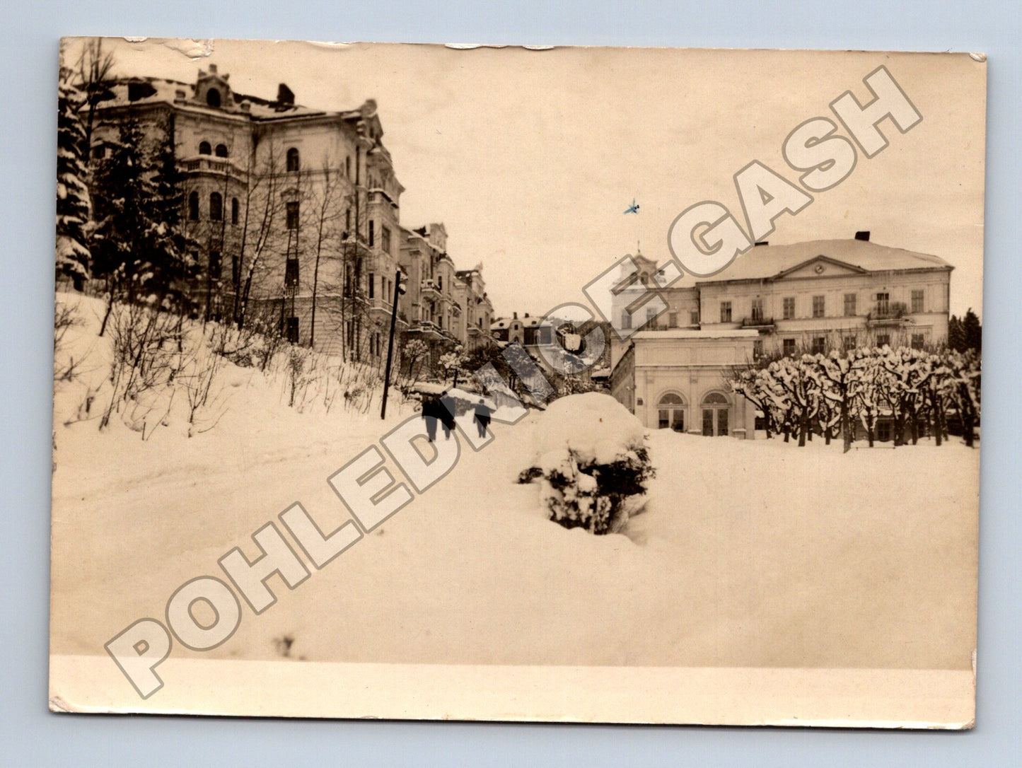 Pohlednice Mariánské Lázně zasněžená ulice 1951 (M34346)