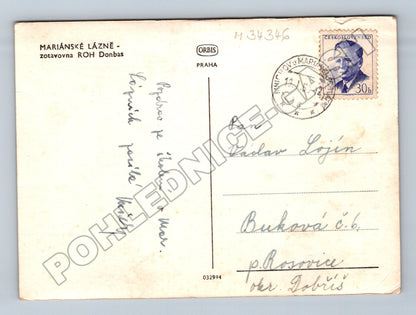 Pohlednice Mariánské Lázně zasněžená ulice 1951 (M34346)