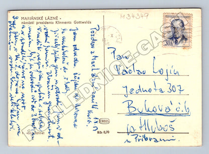 Pohlednice Mariánské Lázně nám. Klementa Gottwalda 195X (M34349)