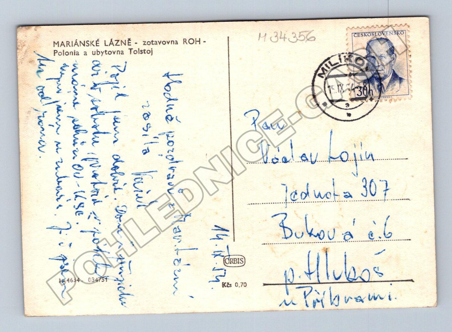 Pohlednice Mariánské Lázně Polonia a ubytovna Tolstoj 1938 (M34356)