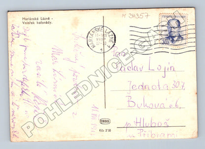 Pohlednice Mariánské Lázně Vnitřek kolonády 1953 (M34357)