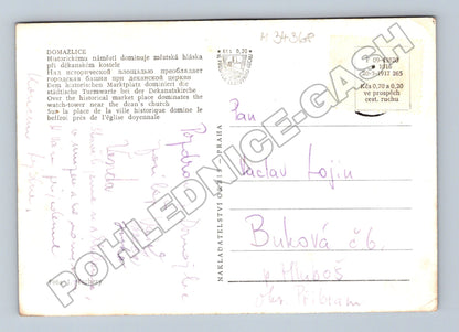 Pohlednice Domažlice náměstí s věží (M34368)