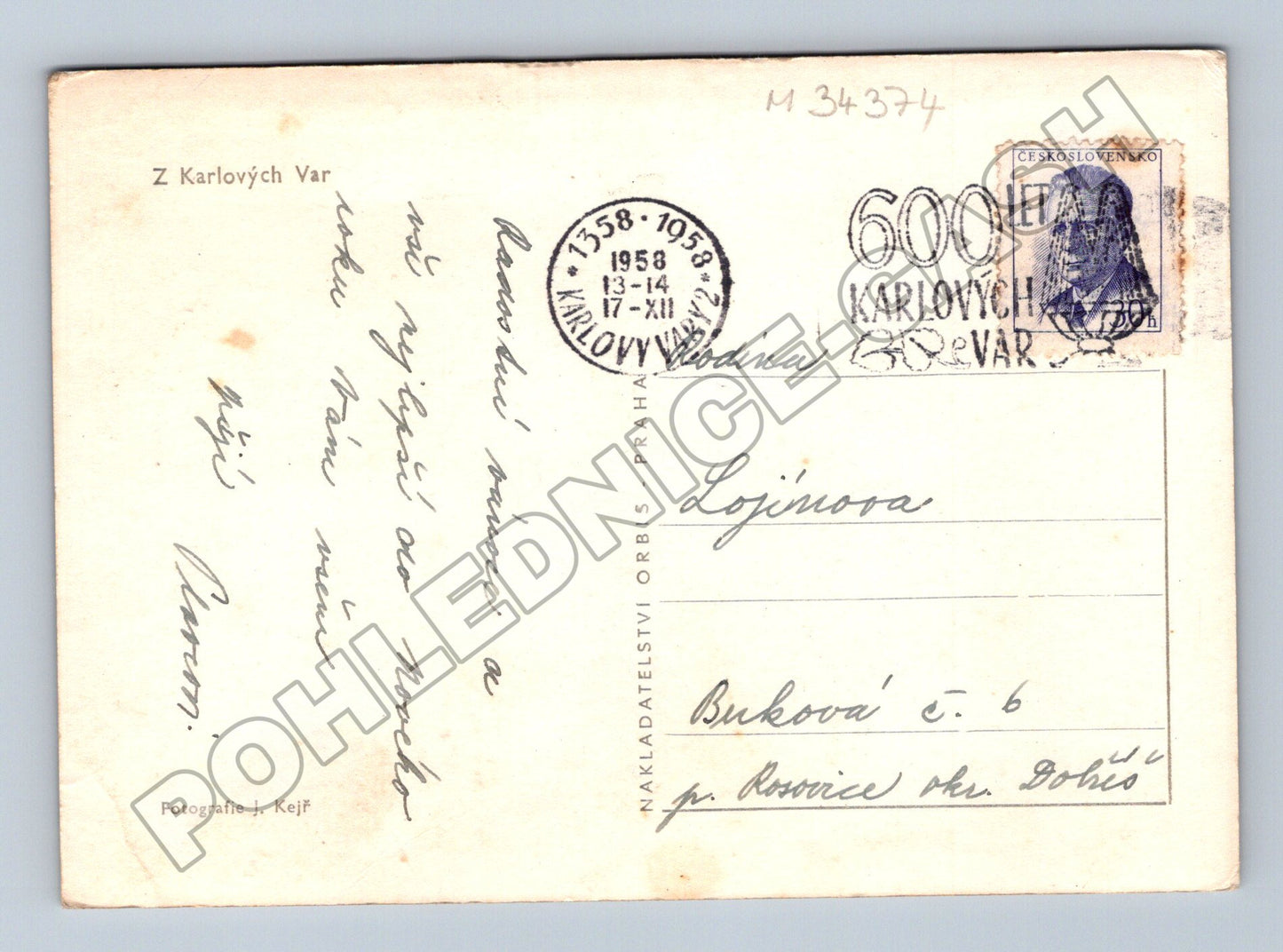 Pohlednice Karlovy Vary vánoční náměstí zimní 1958 (M34374)