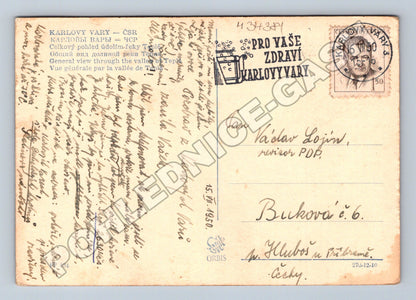 Pohlednice Karlovy Vary údolí Teplé 1950 (M34381)