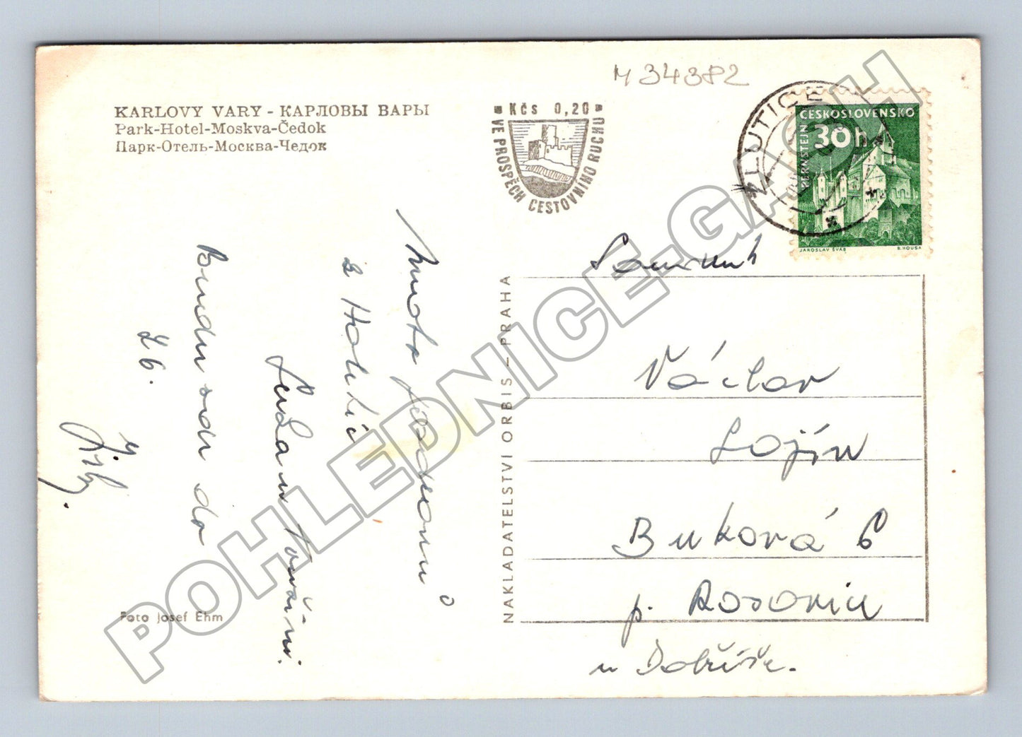Pohlednice Karlovy Vary Park-Hotel Moskva-Čedok 1926 (M34382)