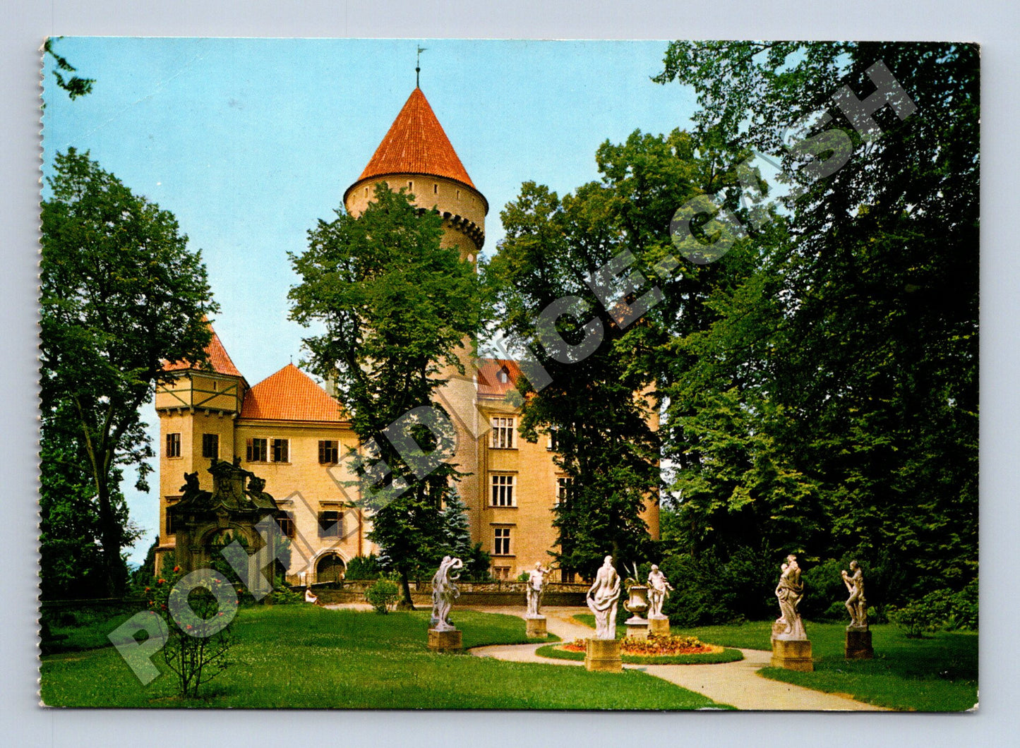 Pohlednice Konopiště zámek s parkem a sochami (M34391)