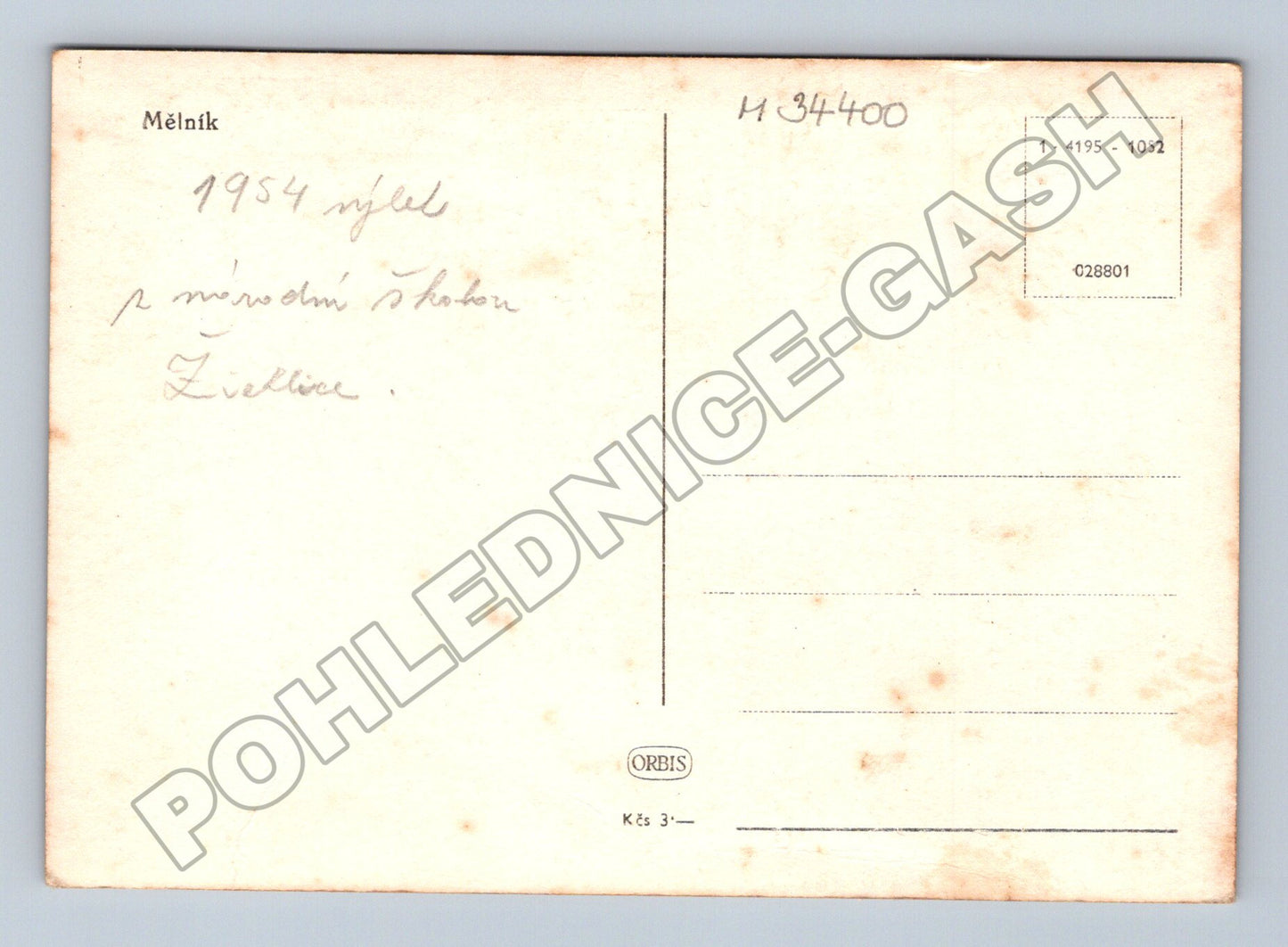 Pohlednice Mělník zámek a kostel nad Labem 1954 (M34400)