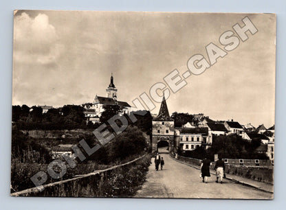 Pohlednice Stříbro Branka městská brána kostel 1950s (M34401)